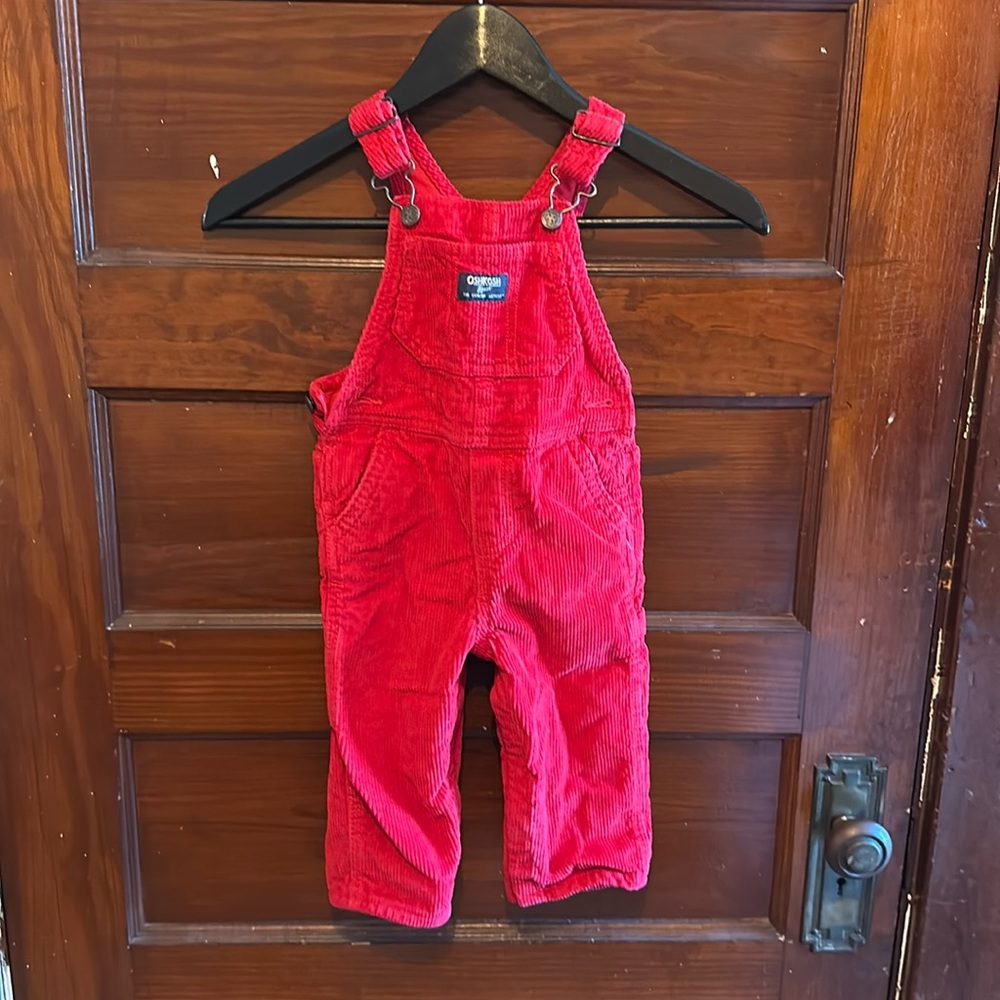 Oshkosh B’gosh red corduroy overalls, size: 18 months